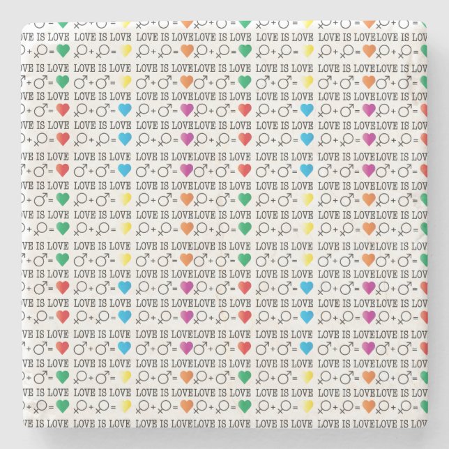 Dessous-de-verre En Pierre LOVE est LOVE égalité citation dans les couleurs a (Devant)