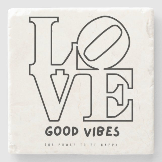DESSOUS-DE-VERRE EN PIERRE LOVE GOOD VIBES (Devant)