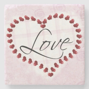 Dessous-de-verre En Pierre LOVE Heart Pink et Red Valentine's