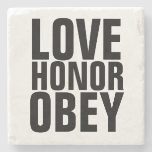DESSOUS-DE-VERRE EN PIERRE LOVE HONOR OBEY MARIAGE CADEAUX DESSOUS DE VERRE E