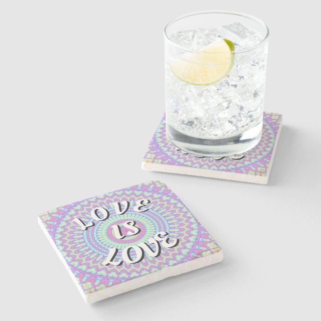 Dessous-de-verre En Pierre Love Is Love Pride Stone Coaster (Côté)