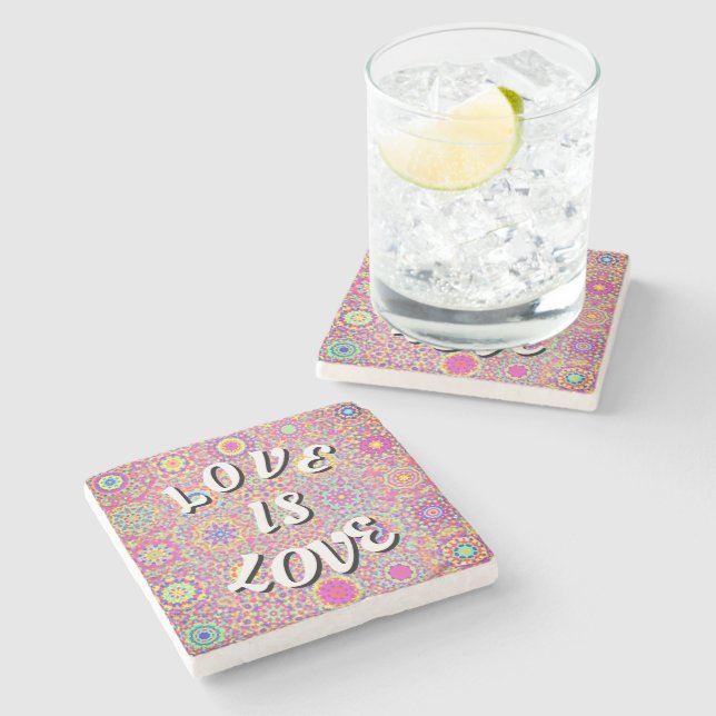 Dessous-de-verre En Pierre Love Is Love Pride Stone Coaster (Côté)
