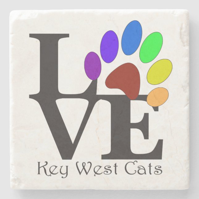 Dessous-de-verre En Pierre LOVE Key West Cats (Devant)
