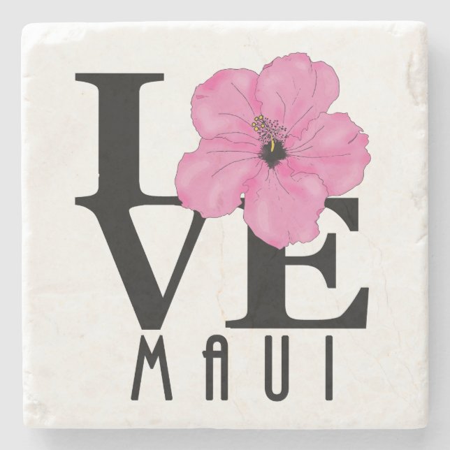 Dessous-de-verre En Pierre LOVE Maui rose (Devant)