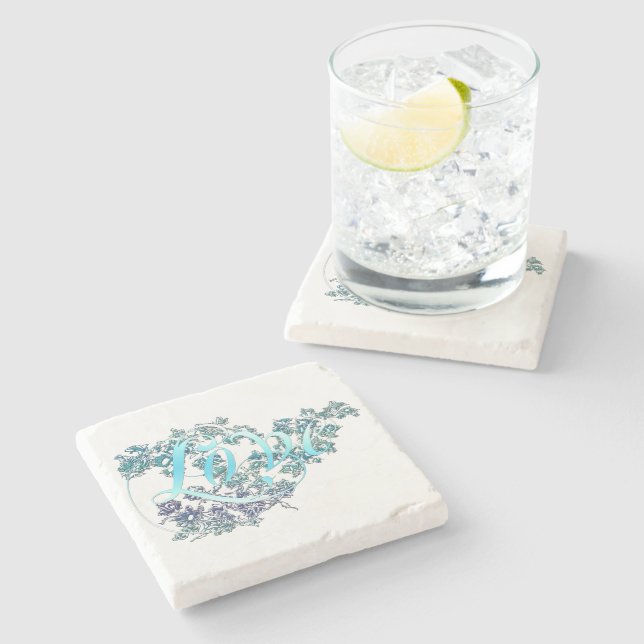 Dessous-de-verre En Pierre Love n Flowers (Côté)