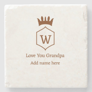 Dessous-de-verre En Pierre Love you grand-pa couronne ajouter nom détails bru