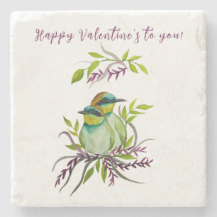 Dessous-de-verre En Pierre Lovebirds pour la Saint-Valentin