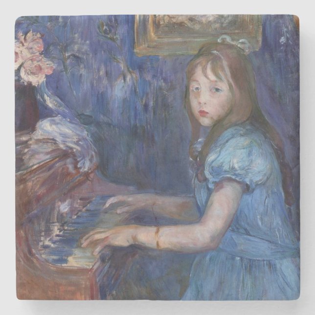 Dessous-de-verre En Pierre Lucie Leon Jouer le piano (par Berthe Morisot) (Devant)