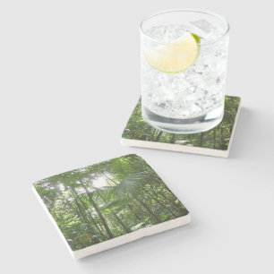 Dessous-de-verre En Pierre Lumière du soleil à travers la canopée de la forêt