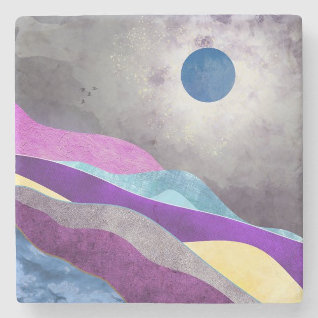 Dessous-de-verre En Pierre Lune bleue (Devant)