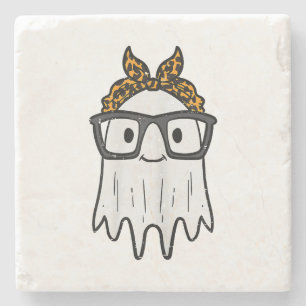 Dessous-de-verre En Pierre Lunettes de fantôme d'Halloween Mignonnes