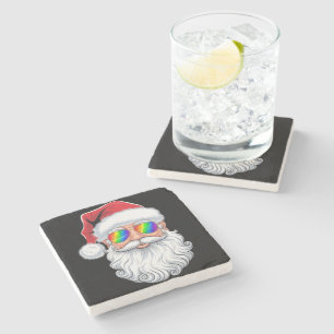 Dessous-de-verre En Pierre Lunettes de soleil gay visage de Santa Noël Xmas L