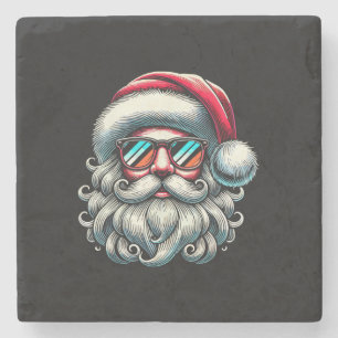 Dessous-de-verre En Pierre Lunettes de soleil rétro visage du Père Noël Noël