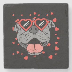 Dessous-de-verre En Pierre Lunettes de visage Pitbull Valentines Jour Animaux