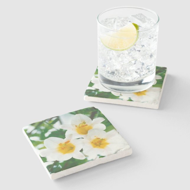 Dessous-de-verre En Pierre Lys blancs - Symbole de l'amour (Côté)