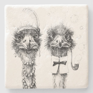 Dessous-de-verre En Pierre M. et Mme Ostrich Fancy couple mariage