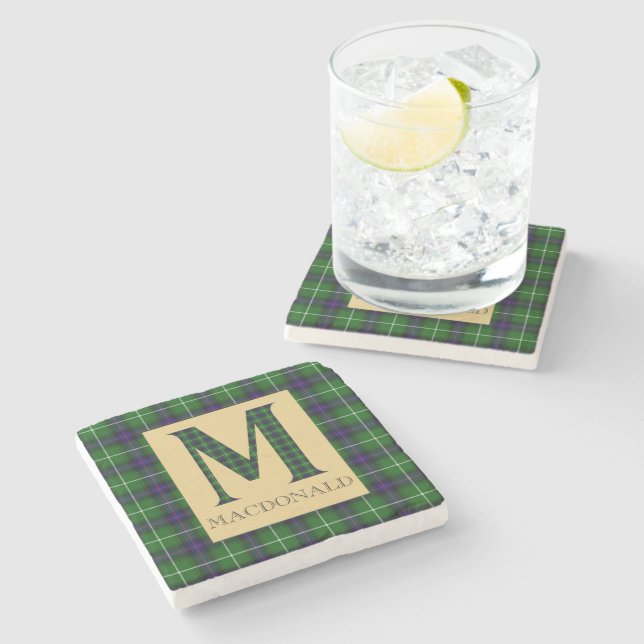 Dessous-de-verre En Pierre MacDonald Tartan Monogramme M (Côté)