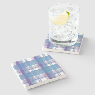 Dessous-de-verre En Pierre Madras Plaid Blue et Purple