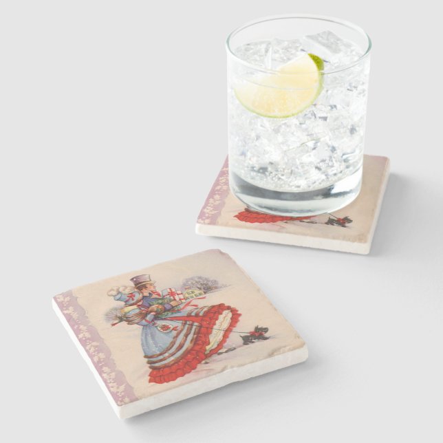 Dessous-de-verre En Pierre Magasin de Noël à l'ancienne (Côté)