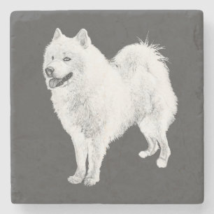 Dessous-de-verre En Pierre Magnifique crayon dessiné Samoyed Chien Dessous de
