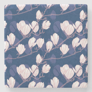 Dessous-de-verre En Pierre Magnolia Élégance : Fleur de printemps marine