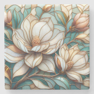Dessous-de-verre En Pierre Magnolia Élégant Art Mosaïque Floral en Verre Cath