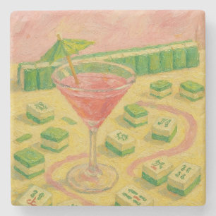 Dessous-de-verre En Pierre Mahjong Chic Peinture Cocktail