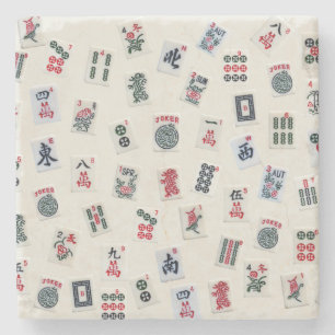 Dessous-de-verre En Pierre Mahjong tuiles symboles motif