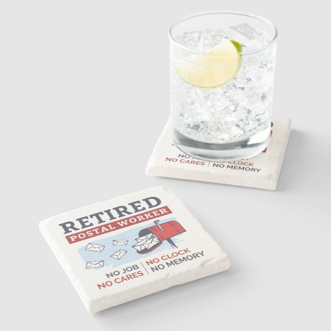 Dessous-de-verre En Pierre Mailman Retraite Travailleur Postal Retraité (Côté)