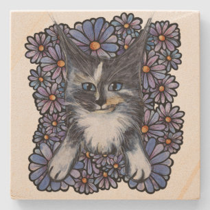 Dessous-de-verre En Pierre Maine Coon Dilute Calico Cat Purple Daisy