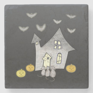 Dessous-de-verre En Pierre Maison d'Halloween, Chats noirs, Chats, Chauves-so