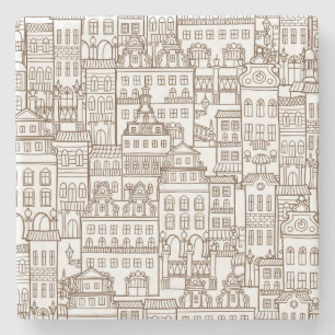 Dessous-de-verre En Pierre Maisons vintages : Architectural Seamless Motif.