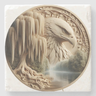 Dessous-de-verre En Pierre Majestic Eagle surplombant le lac Serene