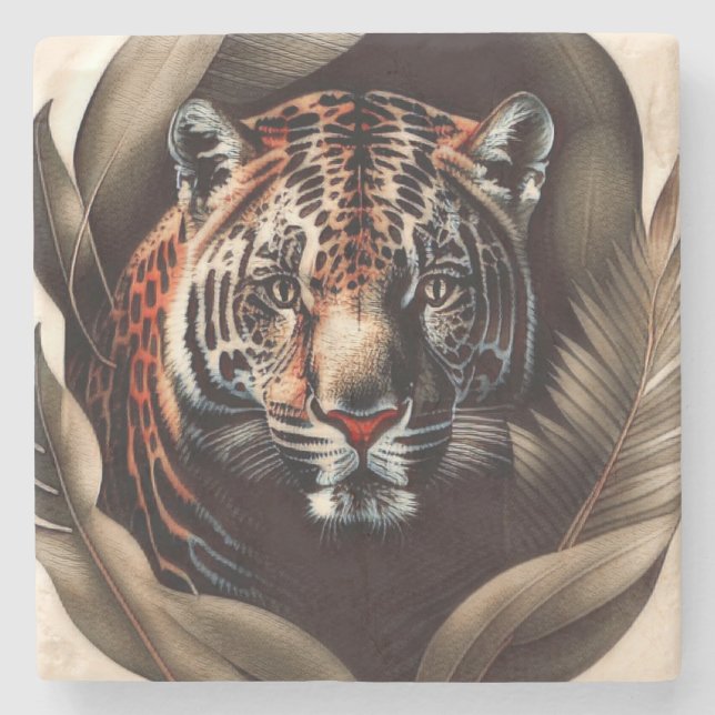 Dessous-de-verre En Pierre Majestic Jaguar - Roi De La Jungle (Devant)