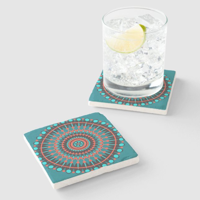 Dessous-de-verre En Pierre Mandala amérindienne (Côté)