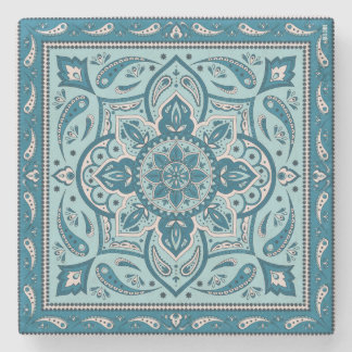Dessous-de-verre En Pierre Mandala Bandana en Bohême Bleu