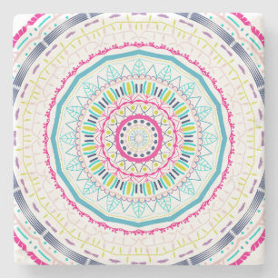 Dessous-de-verre En Pierre mandala coloré