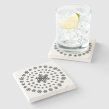 Mandala de flocons de neige minimaliste noir et bl