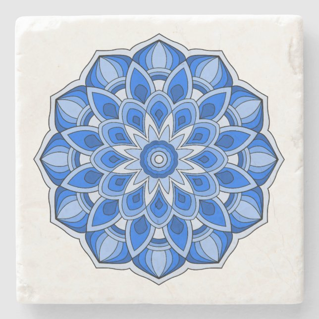 Dessous-de-verre En Pierre Mandala en bleu (Devant)