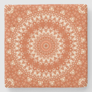 Dessous-de-verre En Pierre Mandala orange.