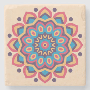 Dessous-de-verre En Pierre Mandala vibrant en code hexadécimal de couleur