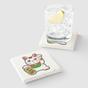 Dessous-de-verre En Pierre Maneki Neko : Lucky Cat japonais