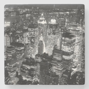 Dessous-de-verre En Pierre Manhattan New York nuit Noir et blanc