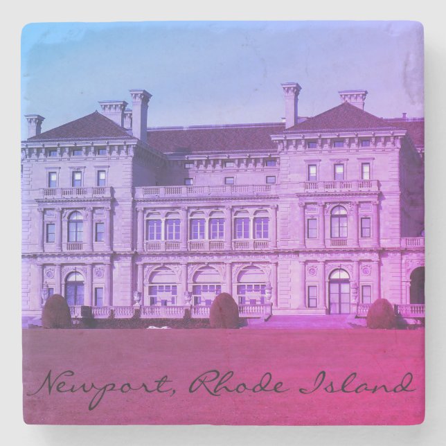 Dessous-de-verre En Pierre Manoir de Newport, océan de promenade de falaise (Devant)