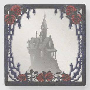Dessous-de-verre En Pierre Mansion gothique du Rose de sang Halloween