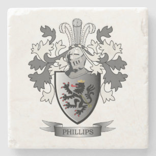 Dessous-de-verre En Pierre Manteau de crête de famille de Phillips des bras