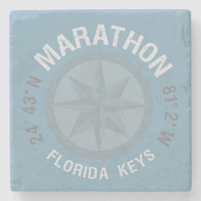 Dessous-de-verre En Pierre Marathon Florida Keys Latitude Longitude Nautique (Devant)