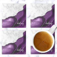 Marbre blanc Signature Agate violette Argent