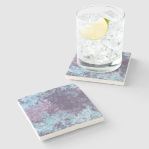 Dessous-de-verre En Pierre Marbre bleu, rose et violet Abstrait