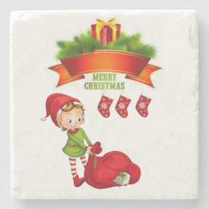 Dessous-de-verre En Pierre Marbre de Noël Coaster en pierre, Joyeux Noël